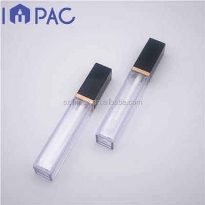 China Cosmetics Adjust Shape Empty Lip Gloss Tube Packaging With Rose Gold Shoulder for sale