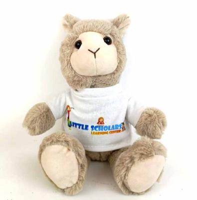 China Gifts / Promotions 20cm Plush Llama Toy With White Shirt Stuffed Llama Soft Toy In T Shirt for sale