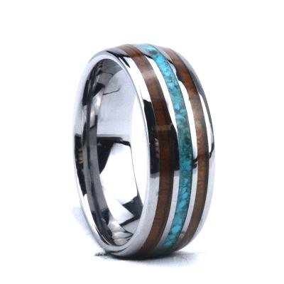 China Wooden marquetry fluted by three high quality CLASSICS Opal Tungsten Ring de Poya 8mm for sale