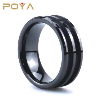 China Poya 8mm CLASSIC Beveled Edge Channel Ceramic Double Ring Blank Core For Inlay for sale