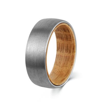 China CLASSIC Mens Tungsten Jewelry 8mm POYA Wedding Band Ring With Whiskey Barrel Wood Sleeve Water Sealed Comfort Fit for sale