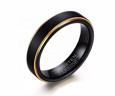 China BOHEMIA Black Tungsten Rings For Men 5MM Thin Gold-color Wedding Rings For Male Jewelry for sale