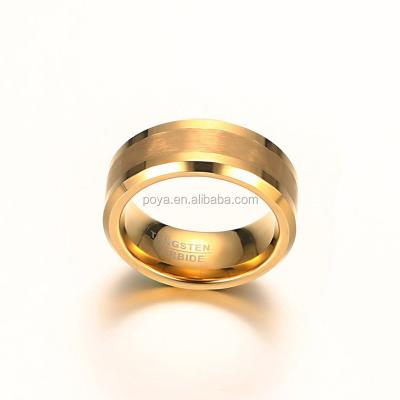 China Classic Gold-color Tungsten Rings For Men's Male Jewelry 8MM Wedding Rings for sale