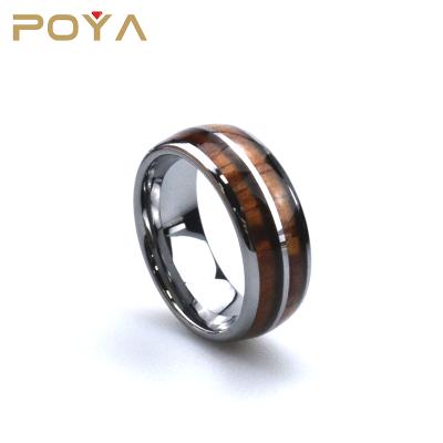 China CLASSIC Poya 8mm Koa Double Arched Wood Handle Set Silver Plated Tungsten Rings for sale