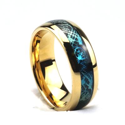 China Poya CLASSIC Mens 8mm Dragon Domed Wedding Band Gold Plated Tungsten Colored Celtic Ring for sale