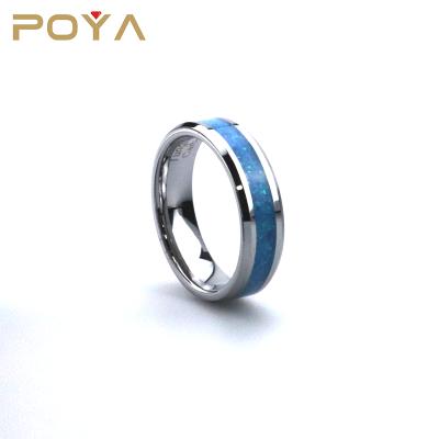 China Single Beveled Channel Opal Inlay Tungsten Unique Poya CLASSIC Wedding Ring 6mm for sale