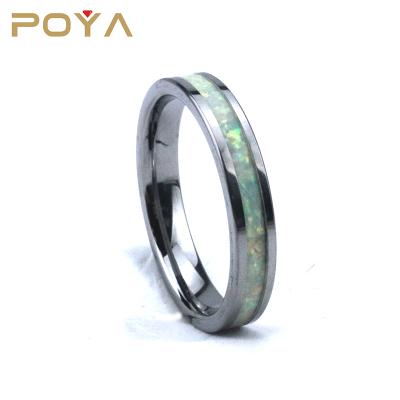 China Poya 4mm CLASSIC Fashion Customized Couple Thin Opal Tungsten Ring for sale