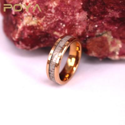 China FASHIONABLE POYA Jewelry 6mm Deer Antler Tungsten Band Rose Gold Tungsten Ring Mens Engagement Tungsten Ring for sale