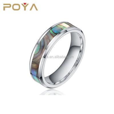 China FASHIONABLE Jewelry Mens 6mmTungsten Carbide Abalone Shell Inlay Engagement Ring for sale