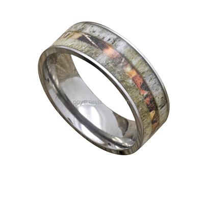 China FASHIONABLE POYA Jewelry 8mm Tungsten Wedding Band Ring Deer Antler and Camouflage Inlay Wedding Band for sale