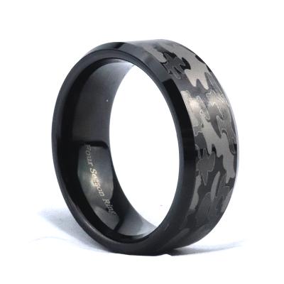 China Digital Ring For Men CLASSIC Single Flat Camo Edge Black Poya 8mm Tungsten Carbide for sale