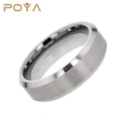 China CLASSIC 8mm Brushed Tungsten Carbide Center Beveled Edges Mens Wedding Band Ring for sale