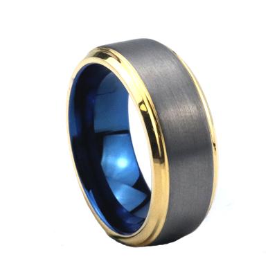 China CLASSIC Custom Poya 8mm Laser Engraved Brushed Tungsten Ring With Blue Inside for sale