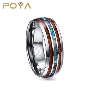 China CLASSIC Mens Jewelry 8mm Shell Tungsten Carbide Carbide Rings Comfort Wooden and Abalone Shell POYA Wedding Bands Hawaiian MEN Gift for sale