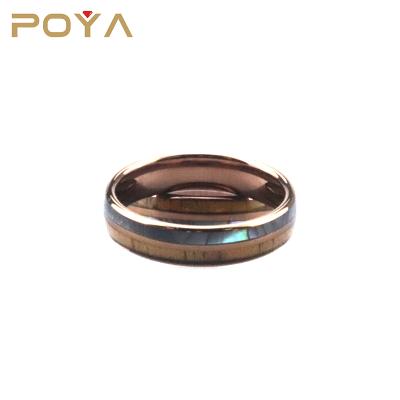 China Poya 4mm CLASSIC Womens Mens Wedding Koa Wood Abalone Shell Tungsten Ring Real for sale