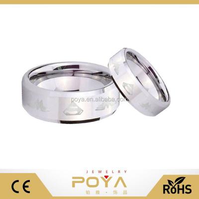 China Marry the & Engagement bands flat surface Ring Set His shiny and hers 2pcs tungsten Superman and wedding bands or wonder woman rings engagement WOMEN gift for sale