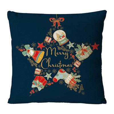 China Mordern Set of 4 Navy Blue Canvas Soft Christmas Decorative Pillow Covers for sale