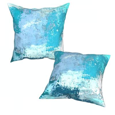 China Garden Morandi Blue Teal Abstract Throw Pillow Case Colorful Mordern Turquoise for sale