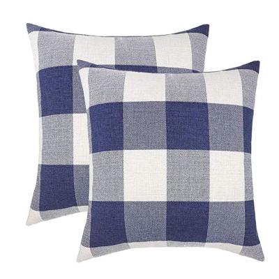 China Waterproof Blue White Canvas Lattice Custom Cushion Decorative Pillow Covers For Home for sale