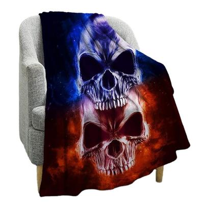 China Modern Super Comfortable Luxury Soft Two Skulls Colorful Printing Throw Blanket for sale