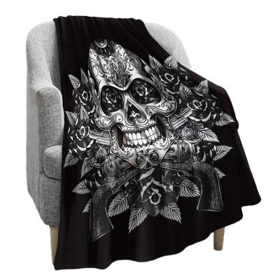 China Modern Rose Skull Print Throw Blanket Comfort Warmth Soft For Kids for sale