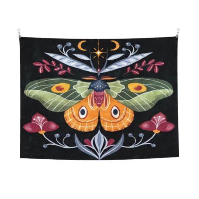 China Digitally Printed Butterfly Tapestry Bohemian Colorful Butterfly Moon Floral Custom Tapestries For Bedroom for sale