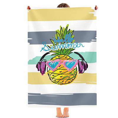 China 32*52in Summer QUICK DRY Cute Pineapple Good Morning Indelible Beach Towel for sale