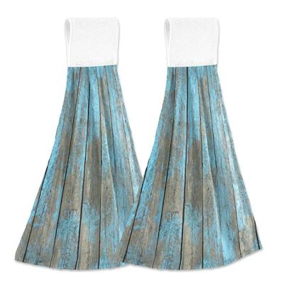 China Old Fashional Simple QUICK DRY Hot Sale Vintage Hangable Special Blue Wooden Hand Towel for sale