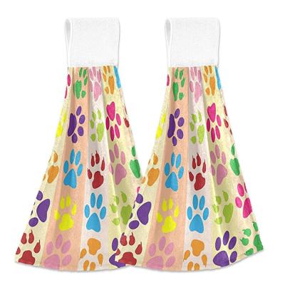 China Cute Dog Paw Hanging Hand Towel Wholesale Colorful QUICK DRY Kitchen Pet Puppy Pet Textile for sale