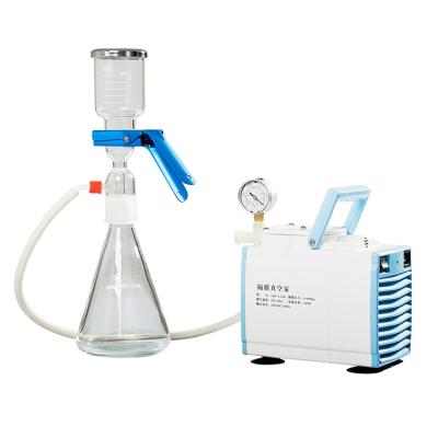 China Borosilicate Lab Small Funnel Glass Solvent Filter Vacuum Filtration Device With Pump for sale