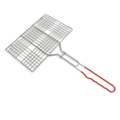 China Corrosion Resistance Portable Grill Basket, Stainless Steel BBQ Accessories Grilling Basket with Foldable Handle, for Fish, Shrimp, Vegetables for sale