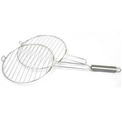 China Hot Corrosion Resistance Turned Stainless Steel BBQ Quesadilla Grill Basket With Removable Handle, Folding Grill Basket Rack For Fish for sale