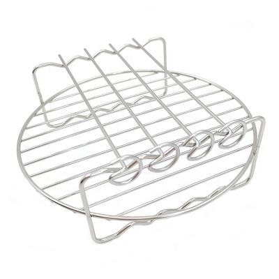 China Easily Clean Air Fryer Accessories, Universal Air Fryer Double Layer Rack with 4 Skewers for sale