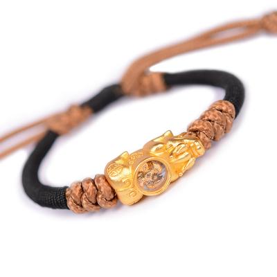 China FASHIONABLE Hot Selling Chinese LONGJIE Animal Wealth Bracelet Copper Pixiu Rope Bracelet For Men for sale