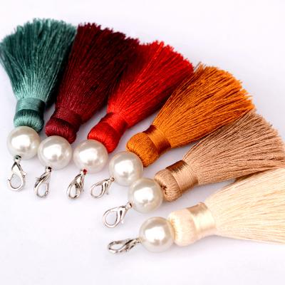 China LONGJIE Hand Charm Nylon Craft Colorful Silk Yarn Key Chain Tassel For Bag for sale