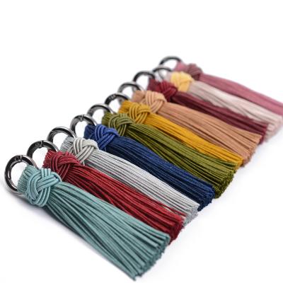 China LONGJIE Mobile Phone Sells 10 Colors 80mm Metal Buckle Polyester Key Chain Decorative Wholesale Tassel For Key Chain for sale