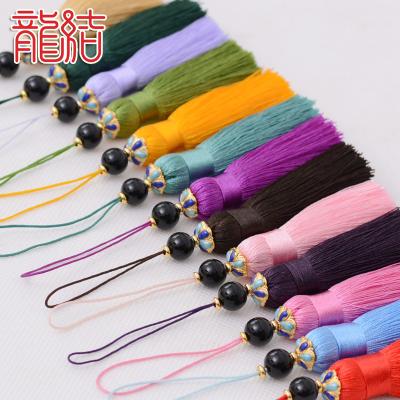 China LONGJIE wholesale decorative 9.5cm 20 colors handmade woven tassel for car hanging for sale