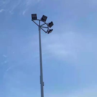 China Outdoor Square 15m-30m High Mast Lighting Poles Street Sports Field / Park Plaza Galvanized 3 Headlights High Mast Pole for sale