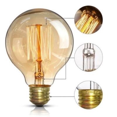 China G80 25w Indoor Decorative Globe Edison Incandescent Lamp Antique Home Decorative Led Vintage Style Led Filament Bulb for sale