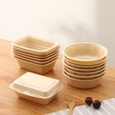 China Home Hotel Restaurant Round Shape Togo Eco Friendly Microwavable Freezer Food Box Disposable PLA Dish for sale