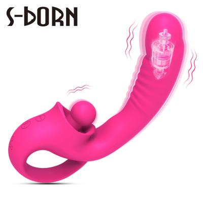 China 10 Vibration Modes SB2 G Spot S-Born Clitoral Vibrator 2 in 1 Dildo Vibrator Rechargeable Vibrators for Multiple Stimulation Adult Toys for Women for sale