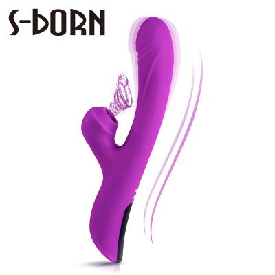 China One-Button 10 Smart Vibrations 3 Clit Suction Heating S-Born Suction Sucker Sucking Dildos Vibrator For Female Women With Smart One-Button Heating for sale