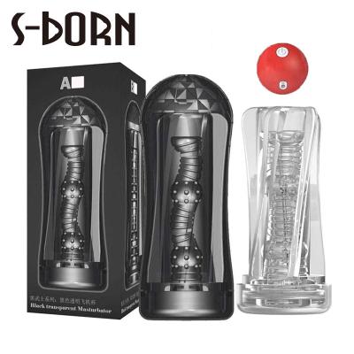 China S-Born Red Ball 10 Male Masturbator 10 Vibration Modes Vibration For Man Masturbation Cup Silicone Cat Stroker Adult Sex Toys For Men for sale