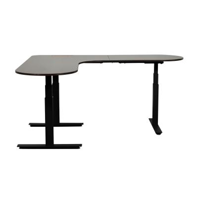 China (Height)Adjustable Electric Computer Desk L Shape 3 Leg Adjustable Standing Desk for sale