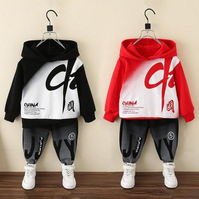 China Hip Hop Autumn/Winter Fashion Children's Hoodie Set Children's 100% Cotton Printed Sweater Two-Piece Outfit for sale