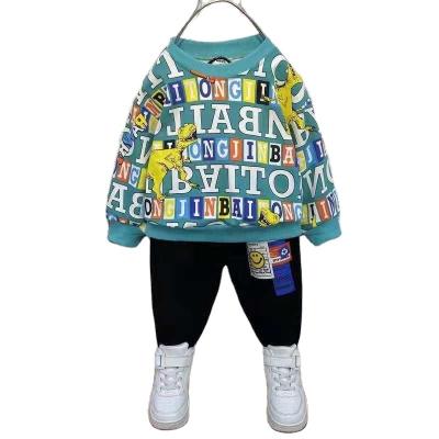 China Hip Hop Autumn Wholesale Baby Boy Sweater Two Piece Children's Jeans Suit Baby Boy Clothing Sets for sale