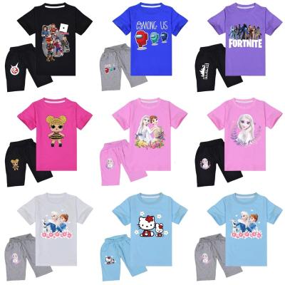 China 2022 High End Men's Casual Cartoon Children's T-shirts Two Logo Men's Clothing Sets for sale