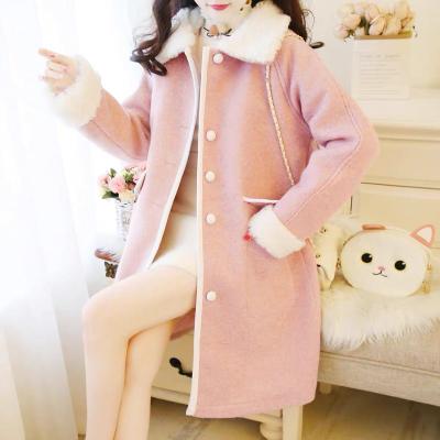 China Factory direct wholesale high quality breathable new fashion autumn and winter fashion lace lapel solid color women's woolen coat women's clothing for sale