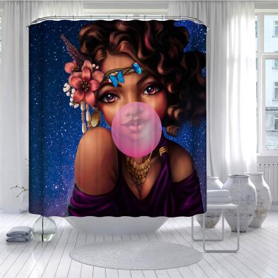 China Best Selling Viable Wholesale African Women Colorful Polyester 3d Printed Shower Curtain Set for sale