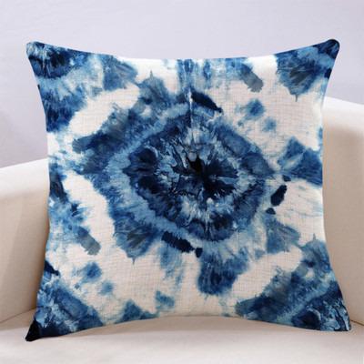 China Viable Ethnic Blue Series Tie Dye Decorative Cushion Cover Cushion Cover Material Canvas Wholesale for sale